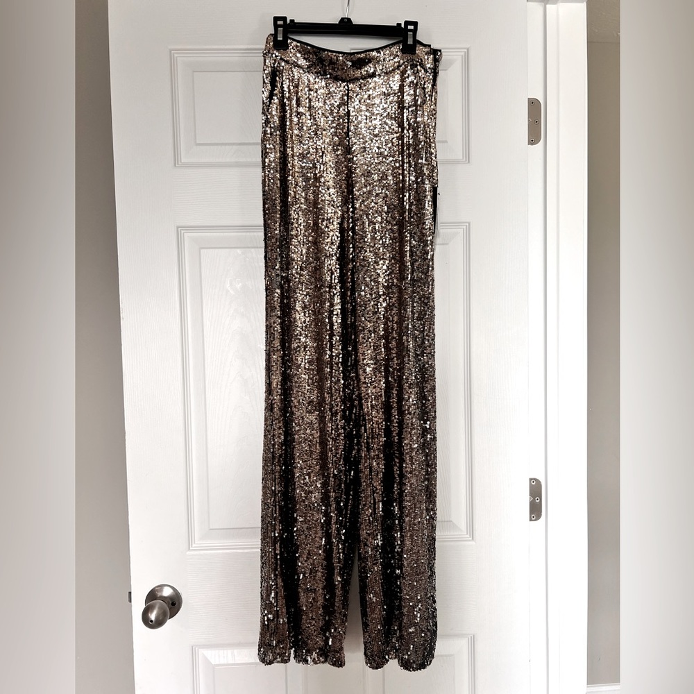 Express high wasted sequin wide leg pant. Never worn